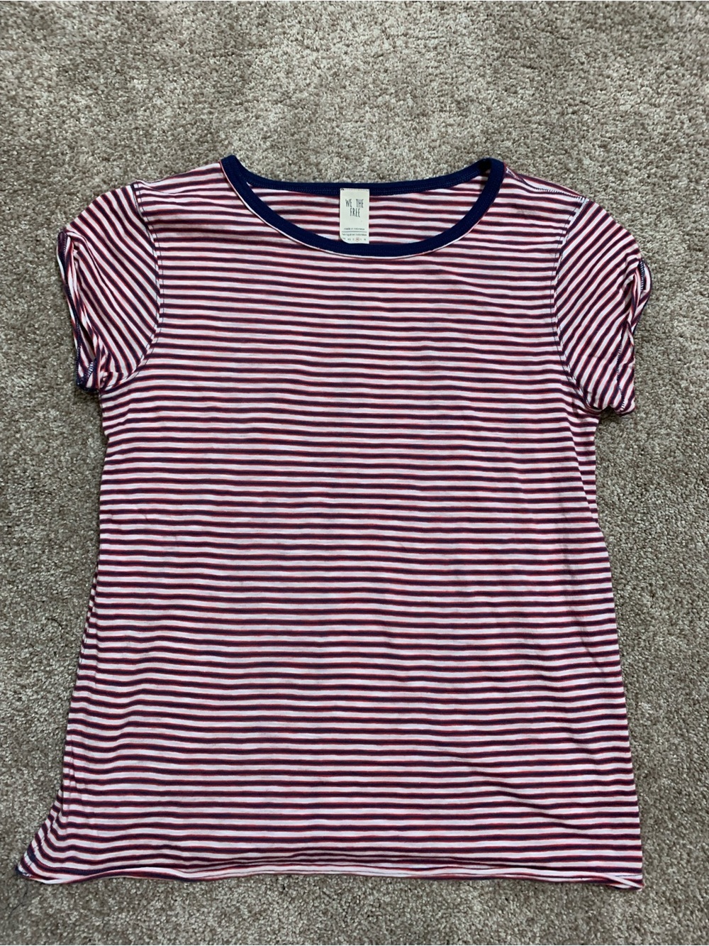 We The Free People Short Sleeve Red White Blue Striped Patriotic T-Shirt Medium